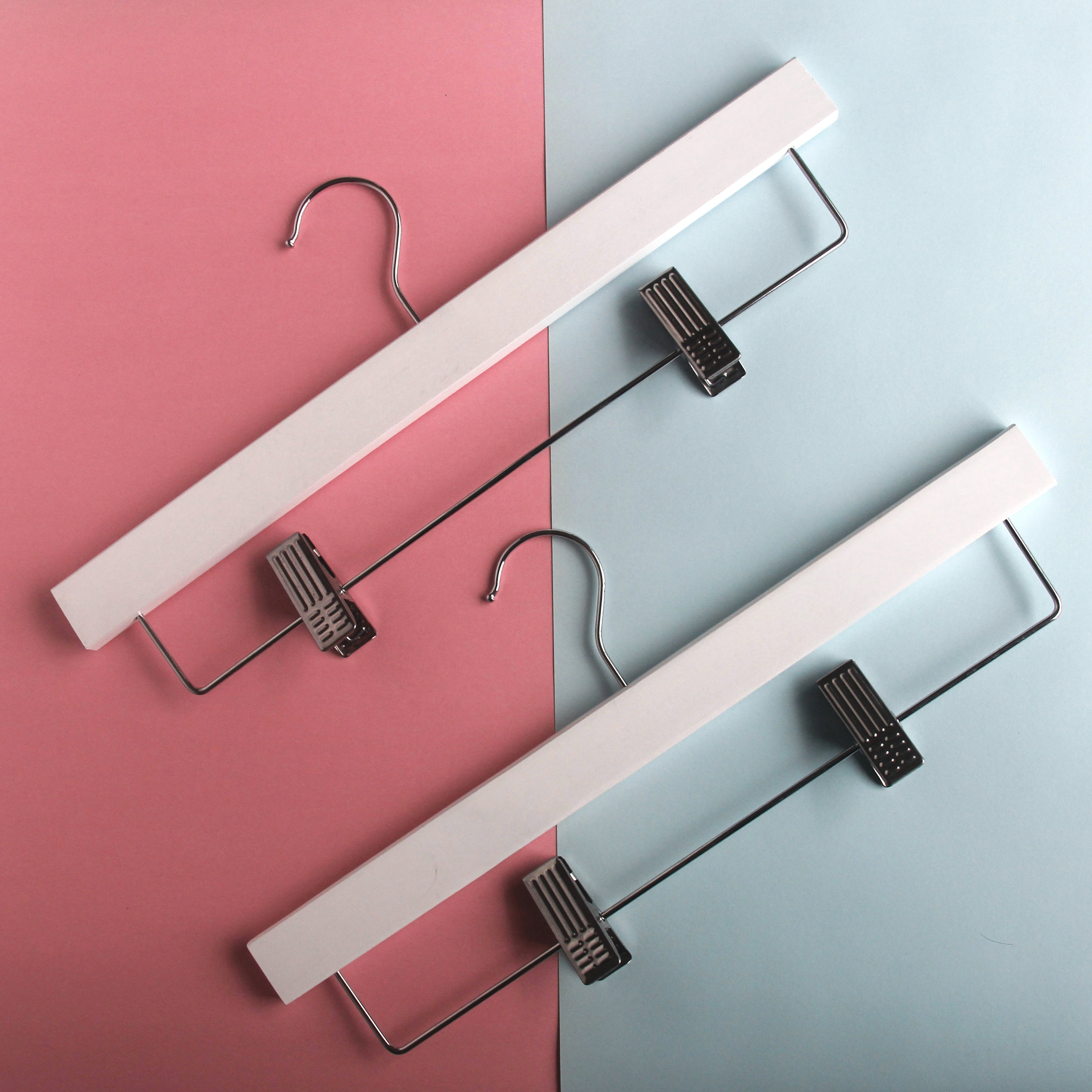 白色简约实木衣裤架防滑裤架裙夹 裤子衣伸缩防滑裤夹架10支包邮