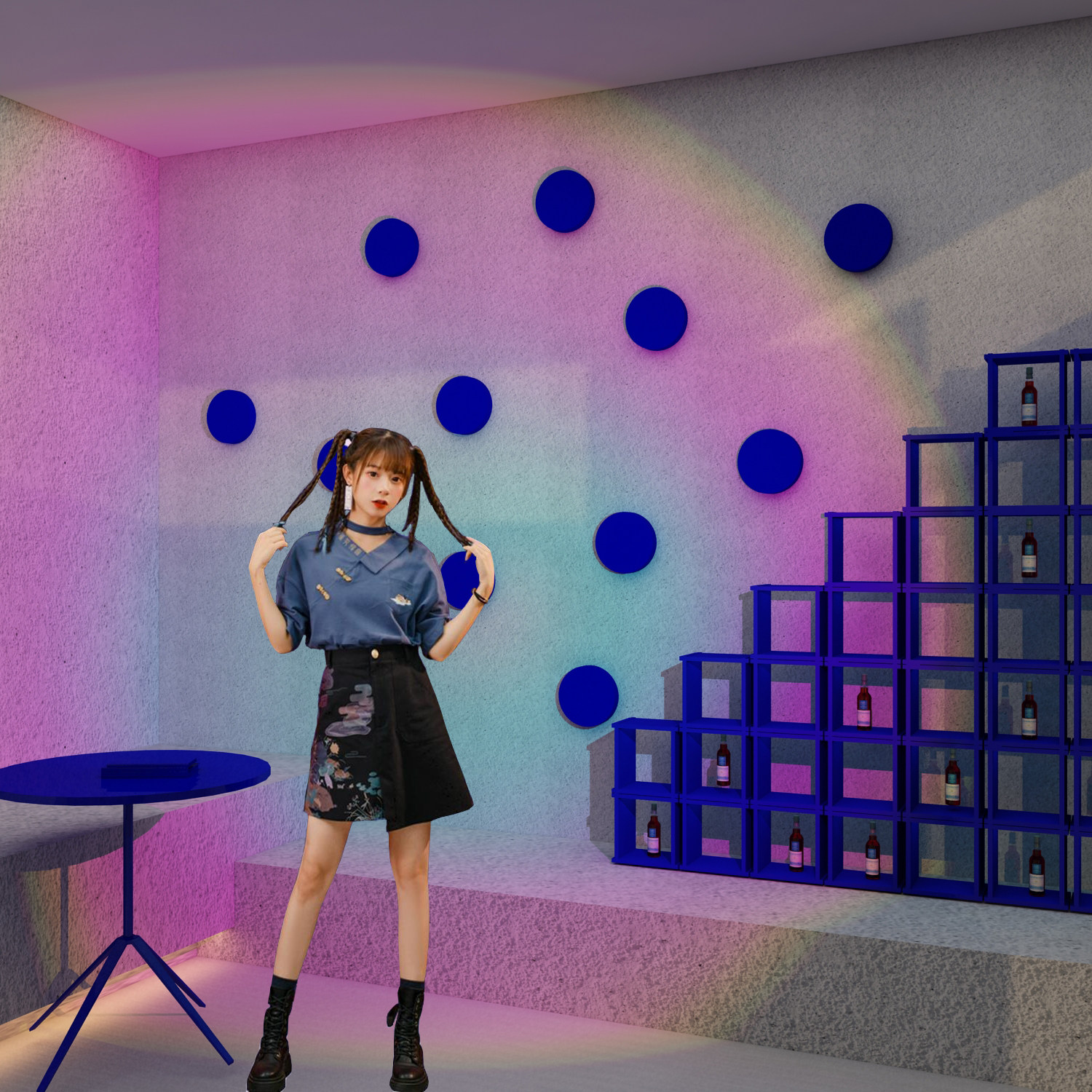 克莱因蓝墙贴网红打卡布置拍照区背景酒吧装饰品场景心许愿留言板