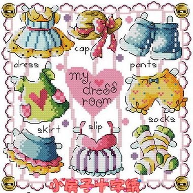 小房子十字绣 正品dmc套件-so-373 韩国卡通公主服饰小图摆件挂画