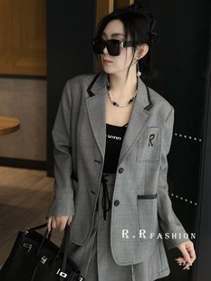 RR fashion 中长款西装外套高腰半身裙套装两件套女2024夏季新款