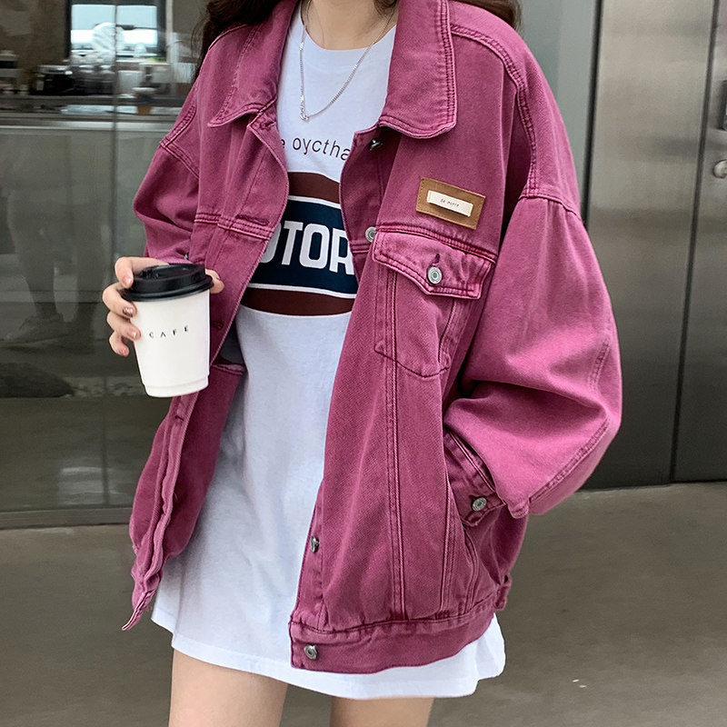 粉色牛仔上衣女