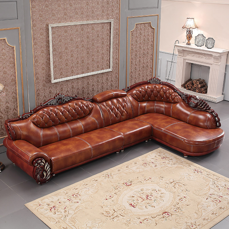 欧式真皮沙发客厅转角贵妃组合头层牛皮大小户型奢华皮质沙发家具