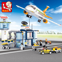 快乐小鲁班拼图插装积木兼容乐高益智玩具0367航空天地国际机场