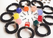 Smiling Korea party hair color ring hair accessory jelly rubber band hair rope girls flower hair band tiara