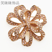 Email genuine smiling Korean double crystal brooch corsage brooch pin clasp Korea jewelry women