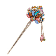 Package mail smiling Korean version of the Peacock Royal rhinestone hairpin hairpin hair accessories girls Korea plate insert hairpin