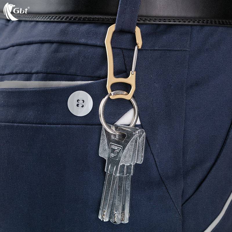 纯手工黄铜腰挂钥匙扣拉丝工艺男士黄铜钥匙挂扣金属钥匙链