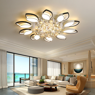 2024年新款大气客厅主灯黑白花型简约现代卧室吊灯水晶大厅吸顶灯