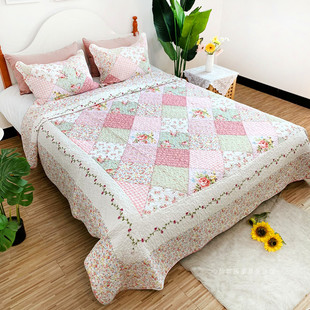 美式双面纯棉韩国新款床盖三件套绗缝被欧式100%全棉四季通用床单