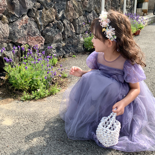女童夏装2024新款紫色连衣裙儿童裙子夏季小女孩精灵裙生日公主裙