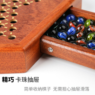 跳棋玻璃球珠子儿童大人益智游戏高档大号老式木质棋盘弹子跳子棋