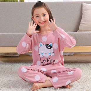 大童睡衣女童春秋季纯棉长袖套装小女孩11公主12秋款13家居服15岁