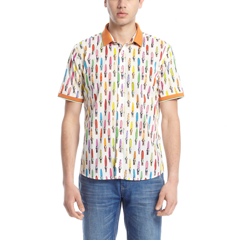 金鲨鱼男装短袖衬衫青年休闲时尚日常纯棉衬衫