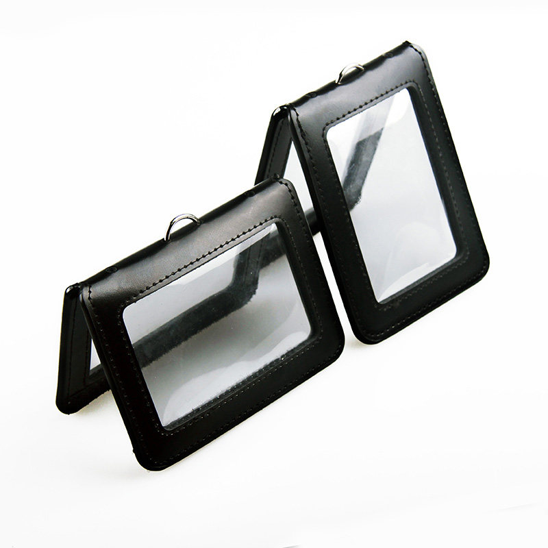 全透真牛皮工作证件皮套航空机场导游企业考勤门禁卡皮套工牌卡套_不