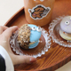 韩国ins珍珠边甜品盘简约透明水果玻璃盘家用味碟餐具首饰盘拍照