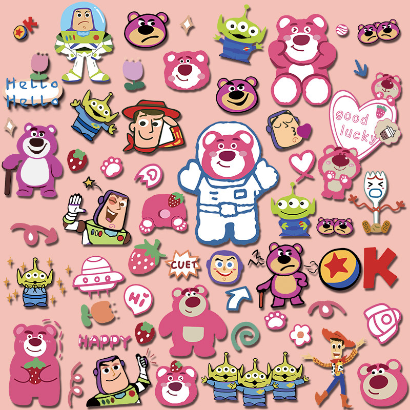 卡通可爱草莓熊贴画行李箱旅行箱笔记本电脑手机壳水杯ipad贴纸