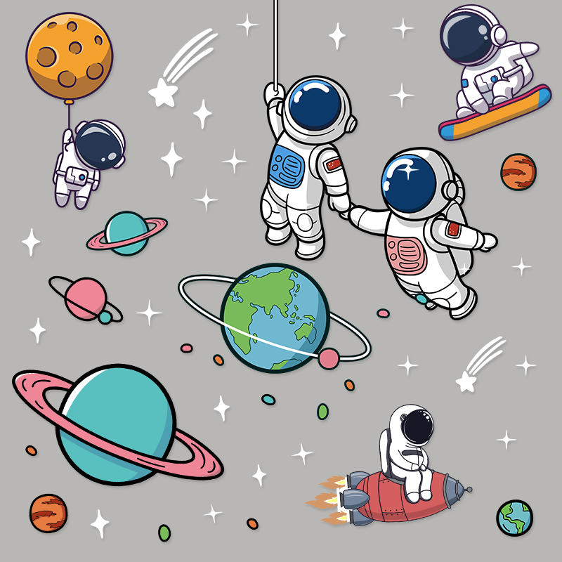 情侣宇航员nasa宇宙地球行李箱贴画