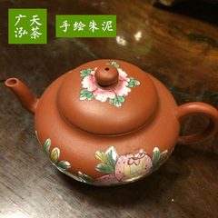 台湾藏品【手绘朱泥】纯全手工制 紫砂壶 文革 花香秀色 预定