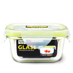 乐亿多玻璃保鲜盒 微波炉烤箱冰箱专用 耐热玻璃保鲜盒饭盒320ML