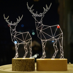 宜家创意小鹿灯夜灯创意圣诞节情人节北欧实木小鹿台灯生日礼物