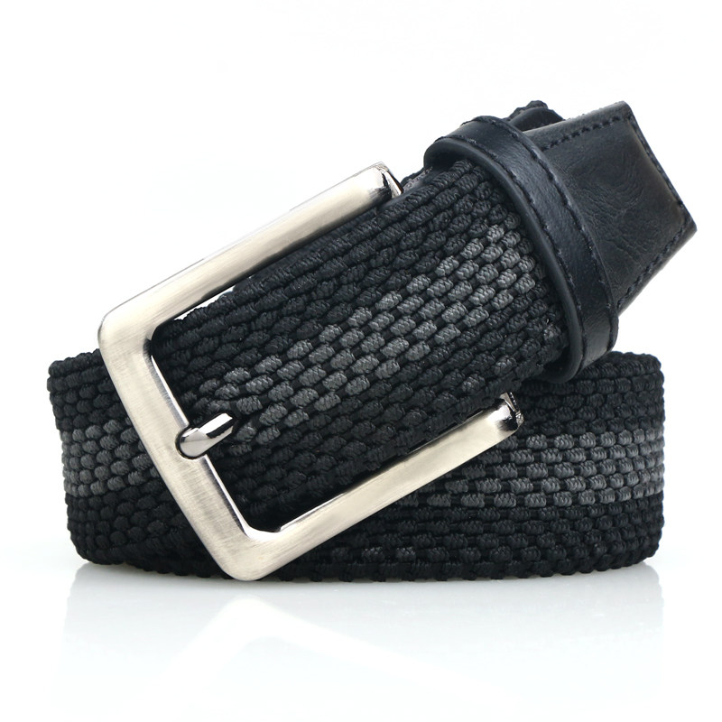 韩版男士弹力编织松紧休闲皮带 时尚百搭帆布针扣裤腰带男款青年