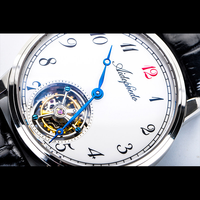 衔尾蛇中轴陀飞轮机械手表st8230男士腕表鳄鱼皮带手表定制