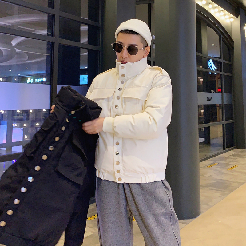 气质情侣装外套 短款_韩老板hlb 气质简约立领男女棉衣小码短款棉袄