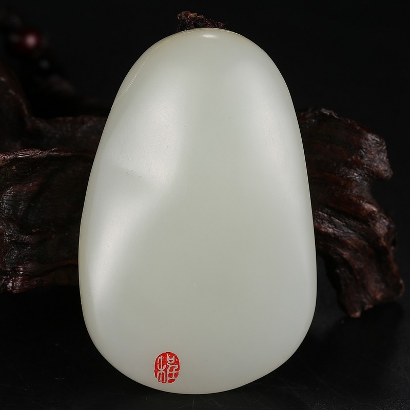 【苏州玉雕名家钱程程作品】和田玉禅挂件35.5g