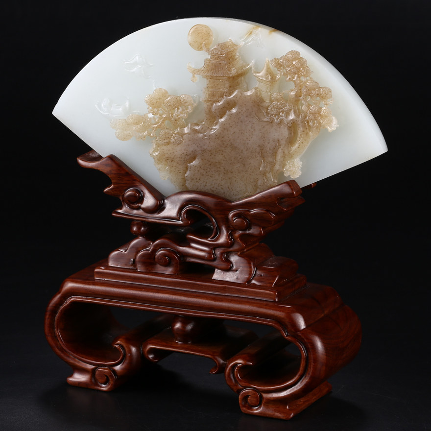 省级玉雕大师吕坤轩名家柳东升双大师和田玉步步高升摆件232.75g - 拍