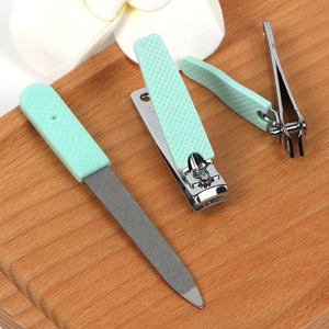 修手指甲刀套装斜口脚指甲钳不锈钢修指甲剪指甲锉美甲工具三件套