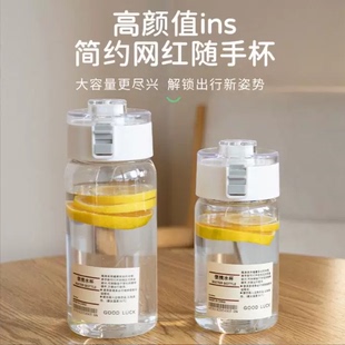 ins风简约水杯平替高级感塑料带茶隔耐高温防摔简约夏季随手学生