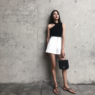 黑挂脖吊带背心女夏外穿2018新款打底内搭针织无袖上衣