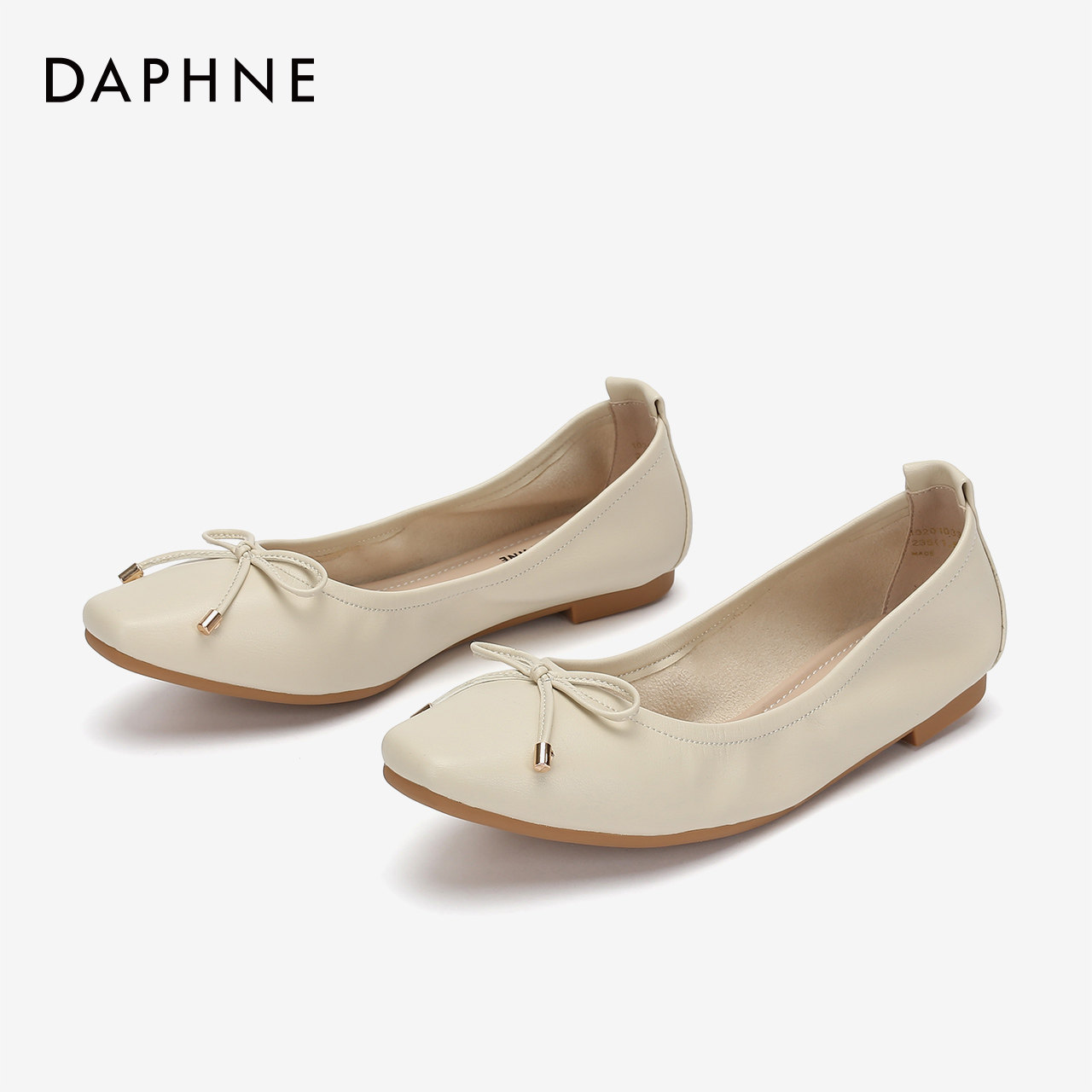 daphne/达芙妮春新款蝴蝶结装饰软底蛋卷鞋浅口舒适轻便平底女鞋