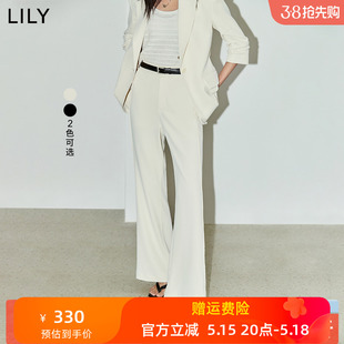 LILY2024夏新款女装都市休闲通勤款垂坠感显瘦高腰直筒西装休闲裤