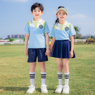 校服小学生套装夏季短袖二件套一年级儿童运动班服定制幼儿园园服