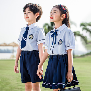 幼儿园园服夏装小学生校服六一节合唱毕业照班服短袖表演服英伦风