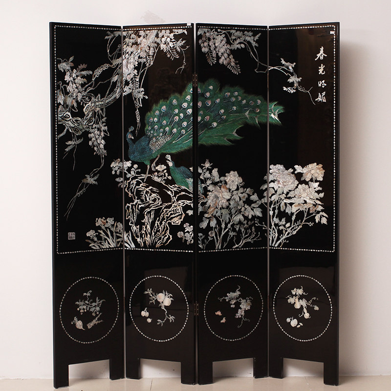 扬州漆器厂平磨中式屏风隔断折叠客厅玄关墙移动折屏办公室屏风