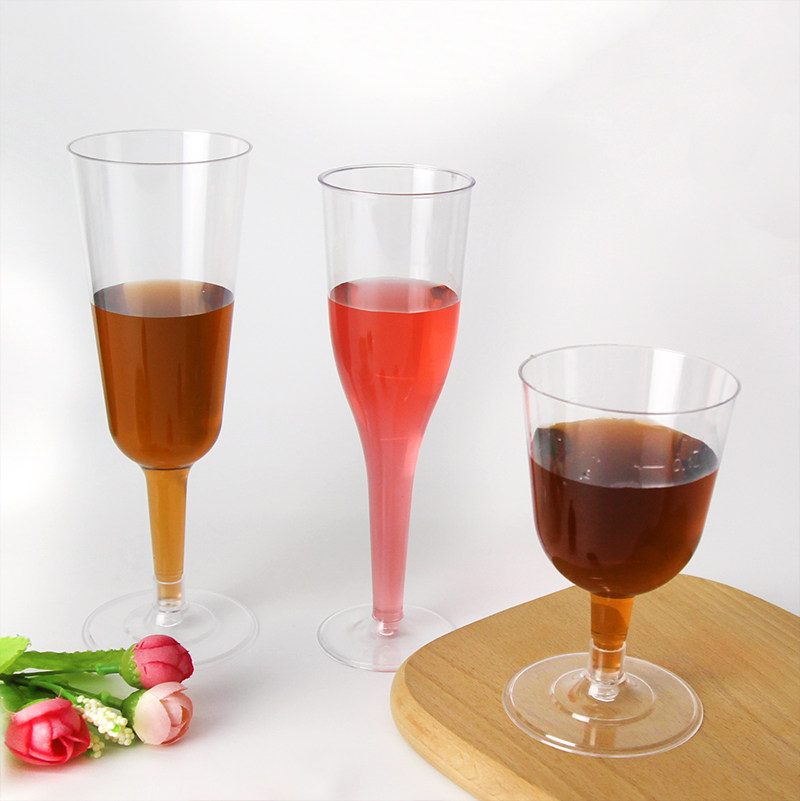 100150ml一次性硬质塑料杯葡萄酒杯红酒杯透明矮高脚杯香槟杯