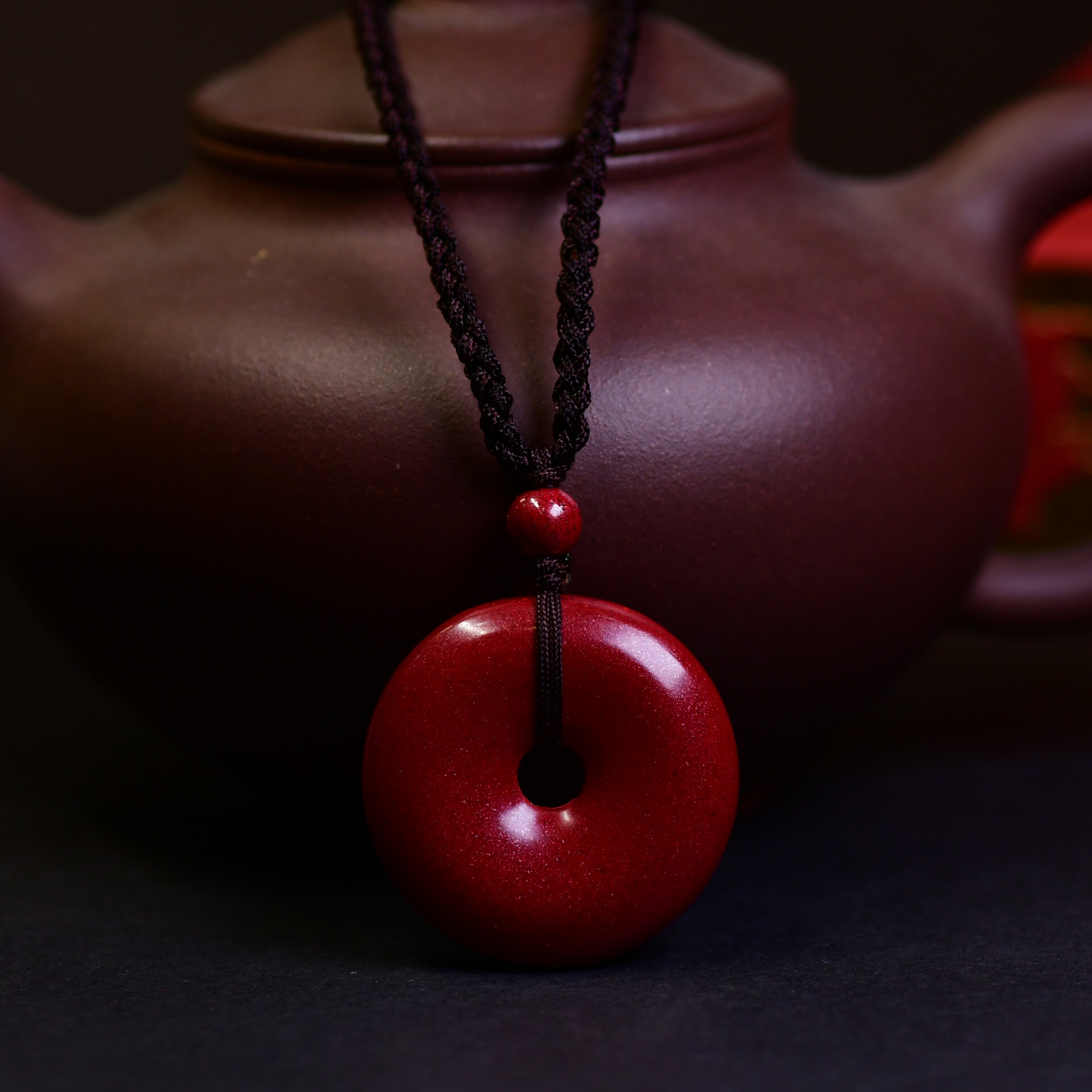 安之朱砂 紫金砂平安扣 帝王砂吊坠 天然正品原矿高含量挂坠