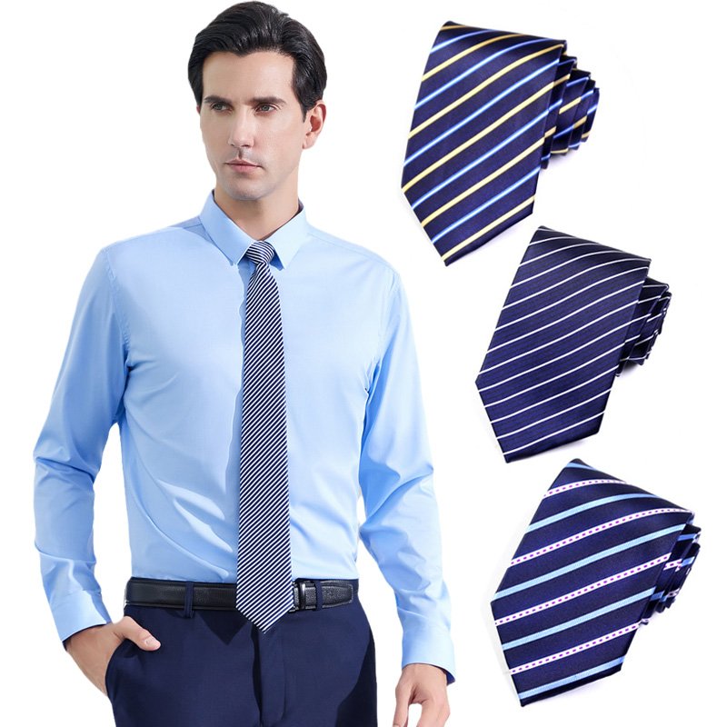 时尚条纹领带男士正装商务职业银行酒店花纹手打领带西服领带8cm