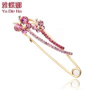 Mail ya na rhinestones Butterfly pin full rhinestone flowers brooch shawl chain flight attendant chest ZX221