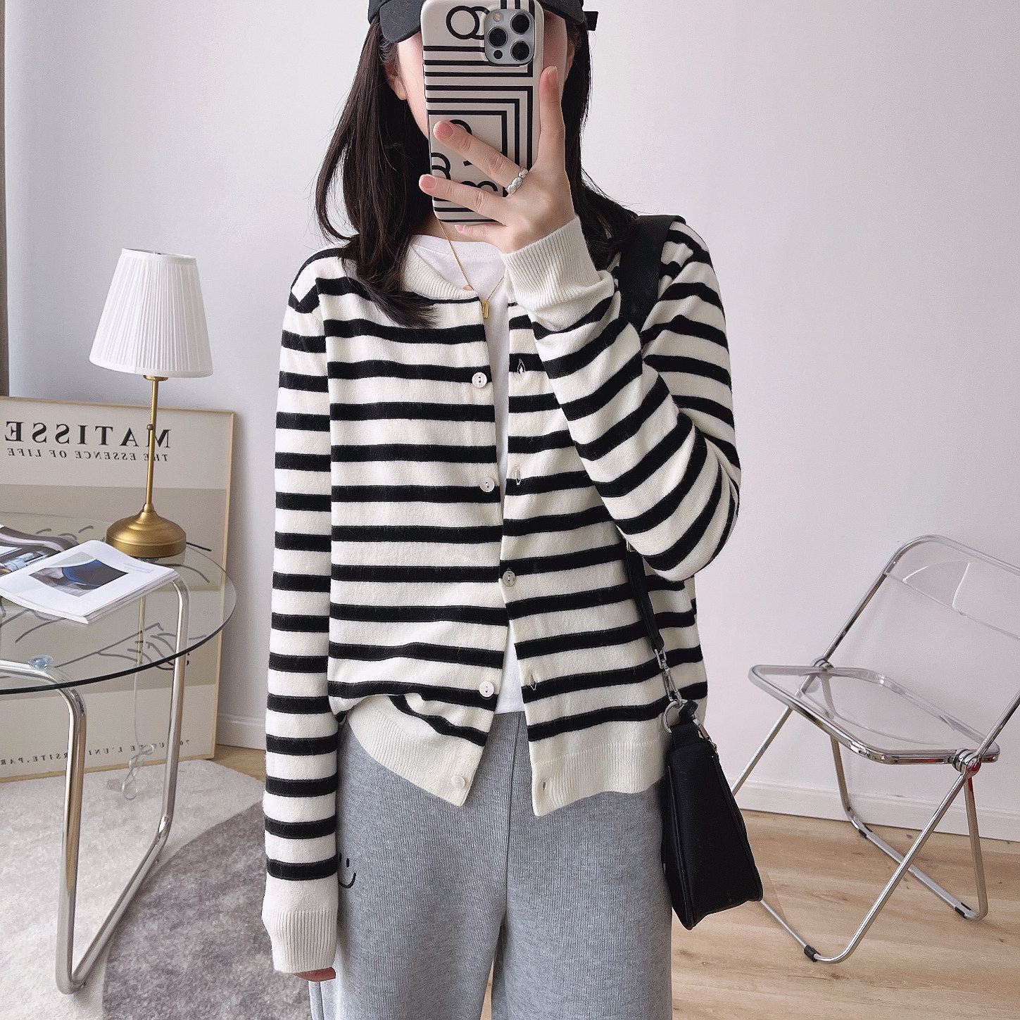 黑白条纹毛衣女