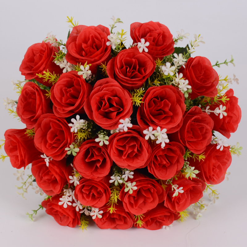 仿真玫瑰花束单支假玫瑰把花工程婚庆路引装饰塑料花花瓶插花花艺