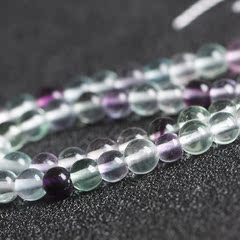 天然水晶DIY饰品 彩萤石散珠子半成品 手工串珠配件材料