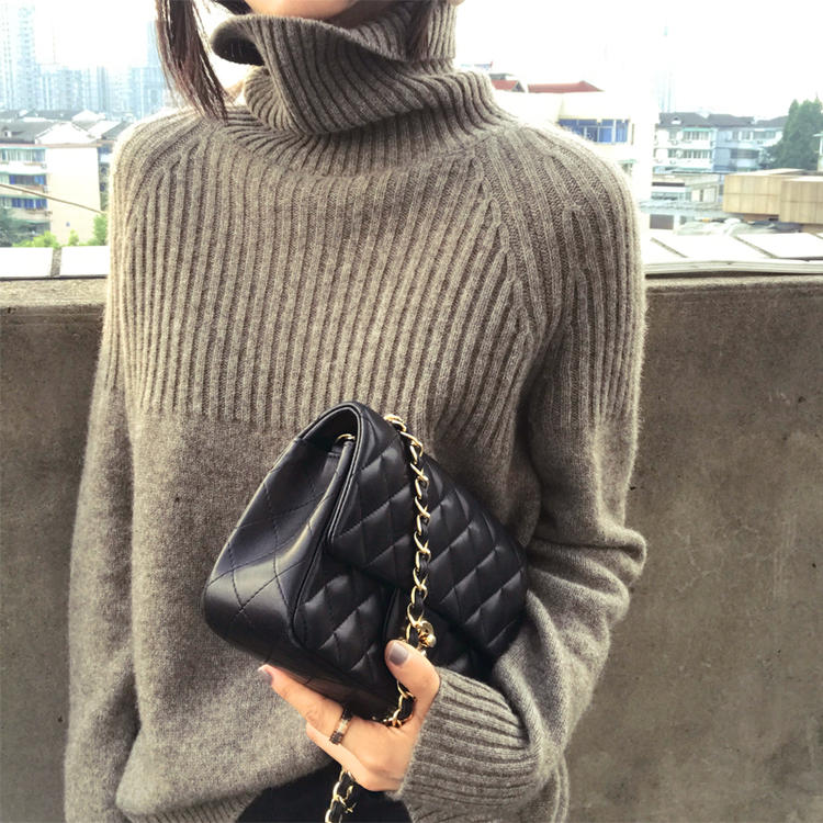 【鄂尔多斯】羊绒衫女宽松慵懒高领大码纯色加厚打底【仅剩158件优惠券