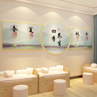中医养生馆背景形象墙面美容院装饰品氛围布置足疗spa店墙贴挂画