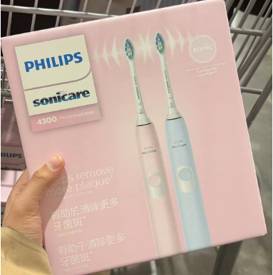 山姆代购飞利浦PHILIPS电动牙刷套装HX6805声波感应2支装特惠