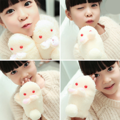 儿童手套亲子女韩版冬季保暖卡通兔子翻盖半露指毛绒成人学生小孩