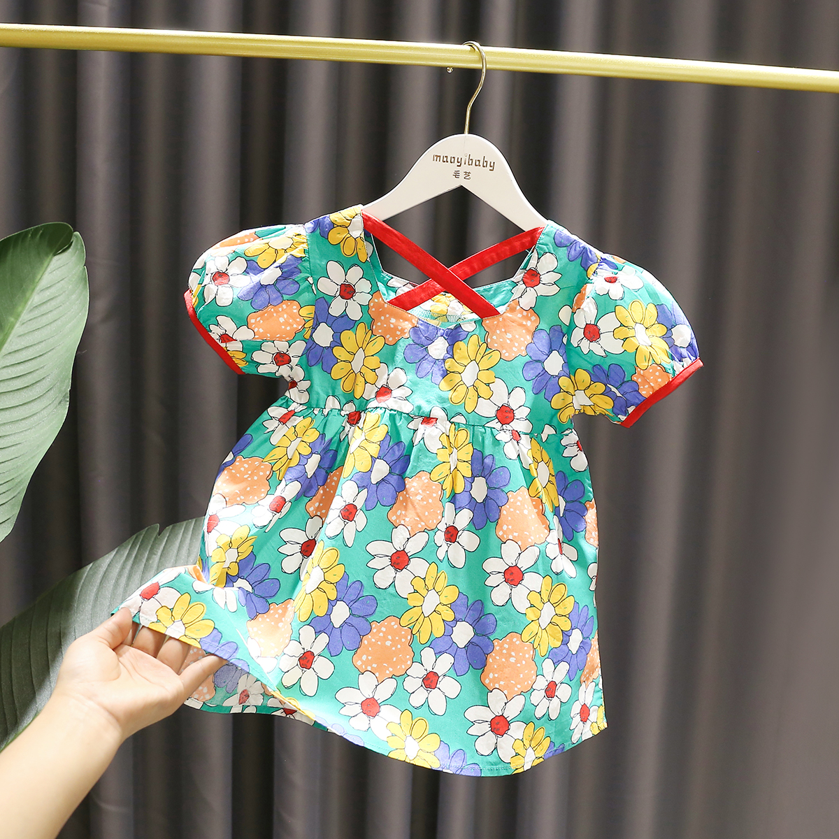 1-5岁女宝宝清新大花纯棉布裙子3女童夏季女婴儿童薄款短袖连衣裙