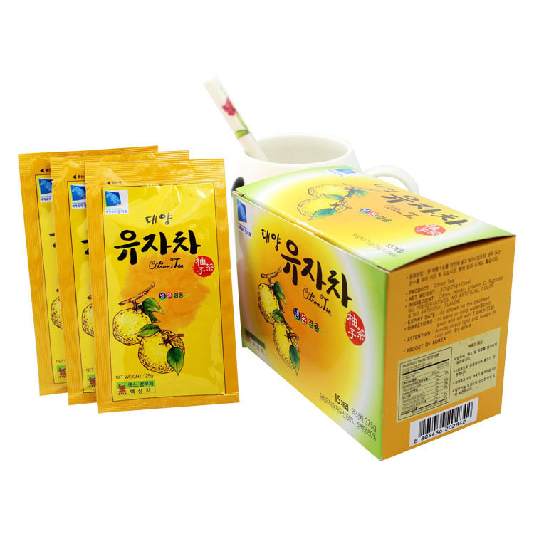 韩国进口冲热饮品大洋蜂蜜柚子茶袋装办公休闲好喝水果味25gx15盒